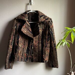 Simon Chang Wool Blazer with Embroidered Stripes